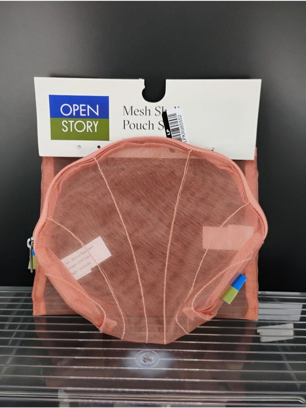 Mesh Shell Peach Pouch Set Zipper Case By Open Story